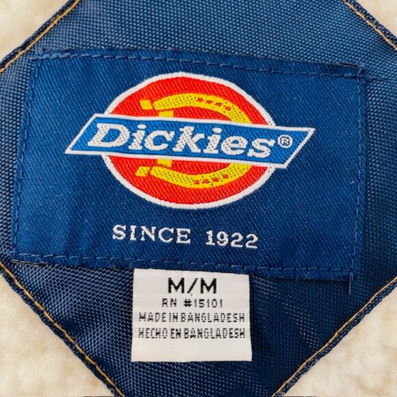 Vtg Dickies Sherpa Lined Chore Jacket Sz M Blue Nylon Full Zip Workwear Farm - Picture 9 of 11